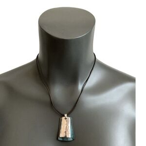 ALM Soho Modernist Patina & Chrome Hammered Layered Pendant Necklace 22"